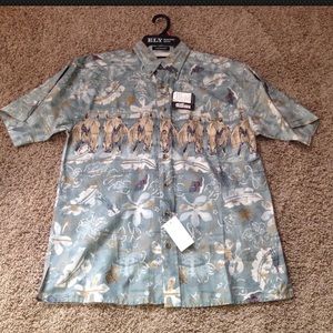 Men's Small Tropical Print Button down Shirt NWT !